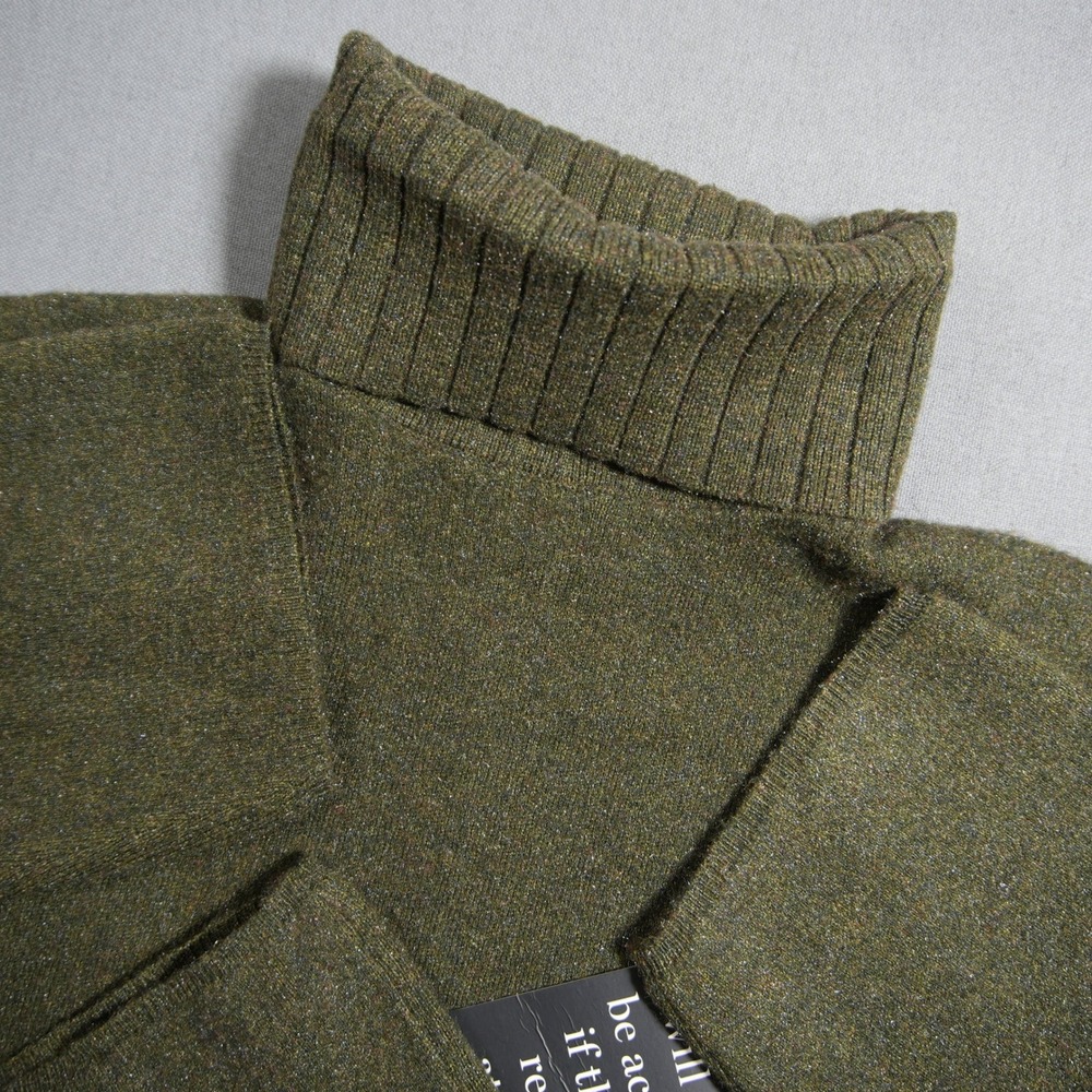 Pomander Place Metallic Knit Turtleneck Women Sweater Dress XS Rayon Blend Green